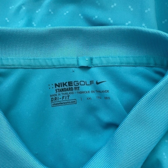 Men’s used Nike standard fit size XXL 2XL polo golf shirt blue green - Picture 2 of 3